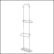 Porte-serviettes avec structure en acier inoxydable poli et base en marbre blanc 24-Nelly L