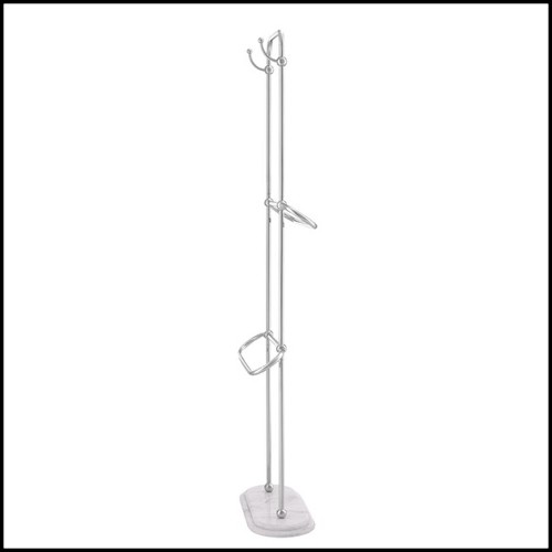 Towel rack with structure in polished stainless steel and white marble base 24-Nelly L