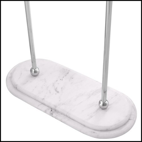 Porte-serviettes avec structure en acier inoxydable poli et base en marbre blanc 24-Nelly L