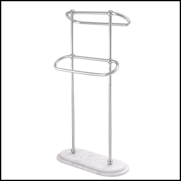 Porte-serviettes avec structure en acier inoxydable poli et base en marbre blanc 24-Nelly S