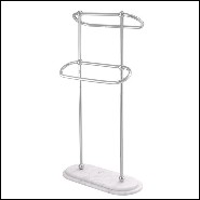 Porte-serviettes avec structure en acier inoxydable poli et base en marbre blanc 24-Nelly S