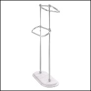 Porte-serviettes avec structure en acier inoxydable poli et base en marbre blanc 24-Nelly S
