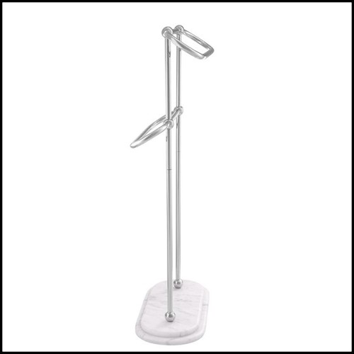 Porte-serviettes avec structure en acier inoxydable poli et base en marbre blanc 24-Nelly S