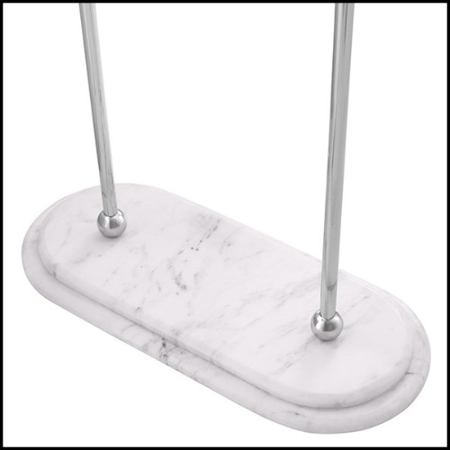 Porte-serviettes avec structure en acier inoxydable poli et base en marbre blanc 24-Nelly S