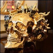 Sculpture skull made in marble dust resin and chromed in gold finish PC-Skull Golden Youth