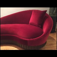 Canapé avec structure en bois d'acajou verni mat recouvert de velours rouge 119-Red Heart