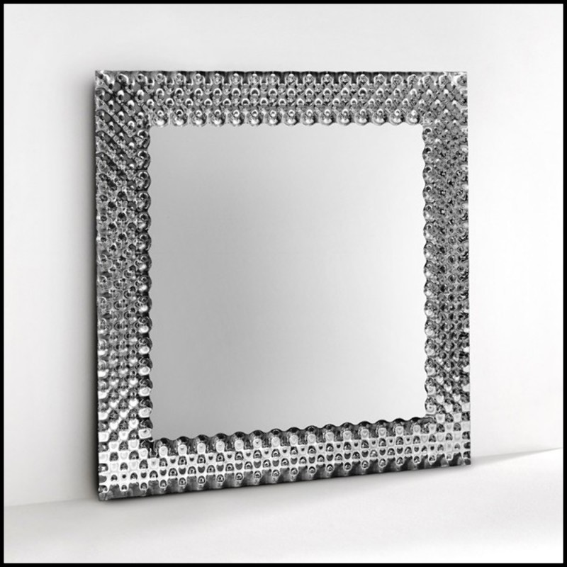 Miroir en verre fondu haute température avec finition argentée à l'arrière 146-Glass Pearl Square