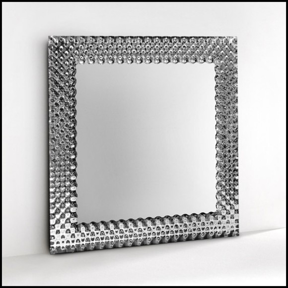 Mirror with high temperature fused glass 6mm thickness and in back silvered finish 146-Glass Pearl Square