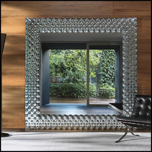 Miroir en verre fondu haute température avec finition argentée à l'arrière 146-Glass Pearl Square