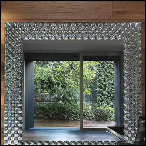 Miroir en verre fondu haute température avec finition argentée à l'arrière 146-Glass Pearl Square