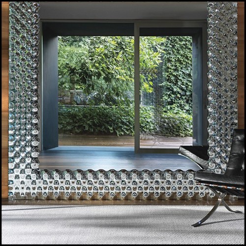 Miroir en verre fondu haute température avec finition argentée à l'arrière 146-Glass Pearl Square