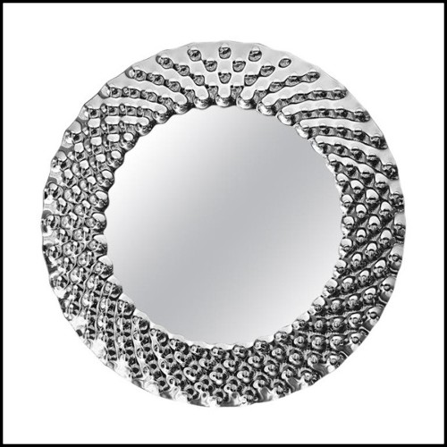 Mirror with high temperature fused glass 6mm thickness and in back silvered finish 146-Glass Pearl Round