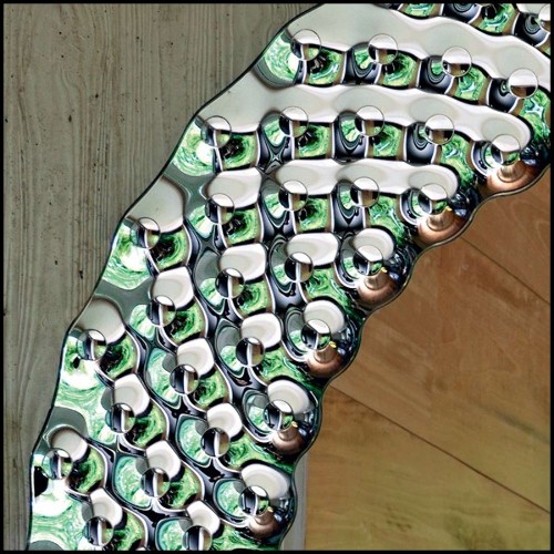 Mirror with high temperature fused glass 6mm thickness and in back silvered finish 146-Glass Pearl Round