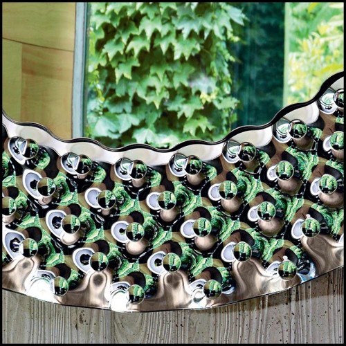 Mirror with high temperature fused glass 6mm thickness and in back silvered finish 146-Glass Pearl Round