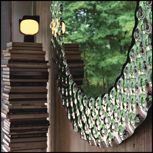 Miroir en verre fondu à haute température et finition plaqué argent à l'arrière 146-Glass Pearl Round