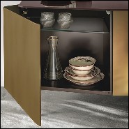 Sideboard with structure in lacquered wood and doors in curved acid-etched glass in gold brown finish 146-Flat Glass