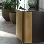 Sideboard with structure in lacquered wood and doors in curved acid-etched glass in gold brown finish 146-Flat Glass