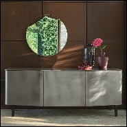 Sideboard with structure in lacquered wood and doors in curved acid-etched glass in gold brown finish 146-Flat Glass
