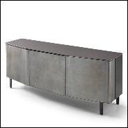 Sideboard with structure in lacquered wood and doors in curved acid-etched glass in gold brown finish 146-Flat Glass