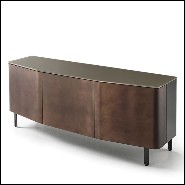 Sideboard with structure in lacquered wood and doors in curved acid-etched glass in gold brown finish 146-Flat Glass