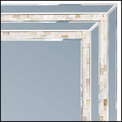 Miroir avec verre miroir rectangulaire et double cadre interne en mosaïque de nacre 162-Mother Pearl Nacre