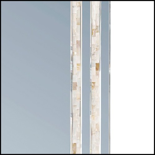Miroir avec verre miroir rectangulaire et double cadre interne en mosaïque de nacre 162-Mother Pearl Nacre