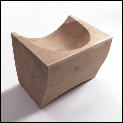 Chair in natural solid cedar wood with natural pine extract wax finish 154-Curved.