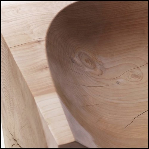 Tabouret ou chaise en bois de cèdre massif naturel avec traitement à la cire d'extrait de pin naturel 154-Curved