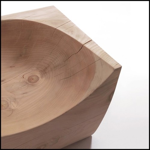 Tabouret ou chaise en bois de cèdre massif naturel avec traitement à la cire d'extrait de pin naturel 154-Curved