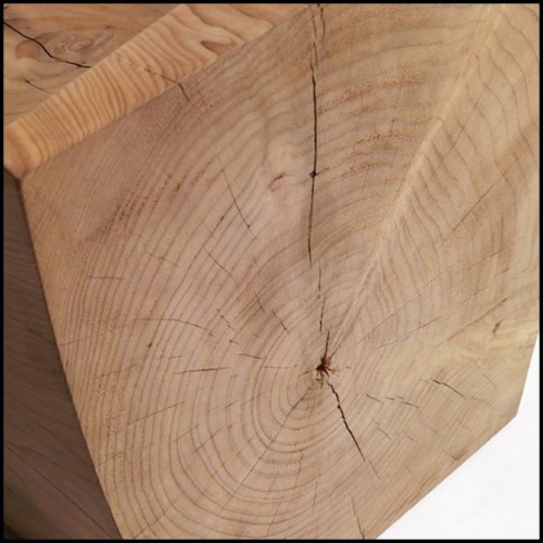 Tabouret ou chaise en bois de cèdre massif naturel avec traitement à la cire d'extrait de pin naturel 154-Curved