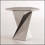 Side table with solid bronze base and structure with top covered with natural genuine leather or in marble 150-Transfer