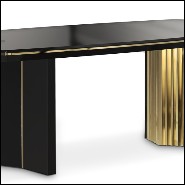 Dining table with wooden black lacquered top and structure and with gold plated solid polished brass trim 164-Maxima