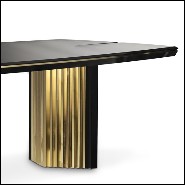 Dining table with wooden black lacquered top and structure and with gold plated solid polished brass trim 164-Maxima