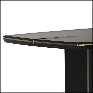 Dining table with wooden black lacquered top and structure and with gold plated solid polished brass trim 164-Maxima