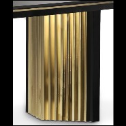 Dining table with wooden black lacquered top and structure and with gold plated solid polished brass trim 164-Maxima