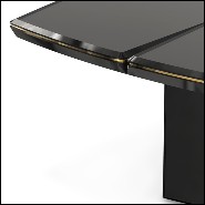 Dining table with wooden black lacquered top and structure and with gold plated solid polished brass trim 164-Maxima