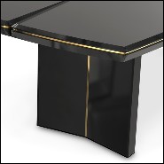 Dining table with wooden black lacquered top and structure and with gold plated solid polished brass trim 164-Maxima