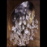 Suspension with top in steel hand-painted with silver leaf and pendants in crystal baccarat glass PC-Baccarat Rain