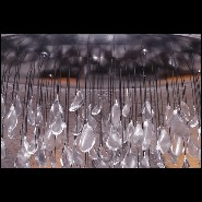 Suspension avec plateau en acier peint à la main avec feuilles d'argent et pendentifs en cristal de baccarat PC-Baccarat Rain