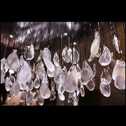 Suspension with top in steel hand-painted with silver leaf and pendants in crystal baccarat glass PC-Baccarat Rain