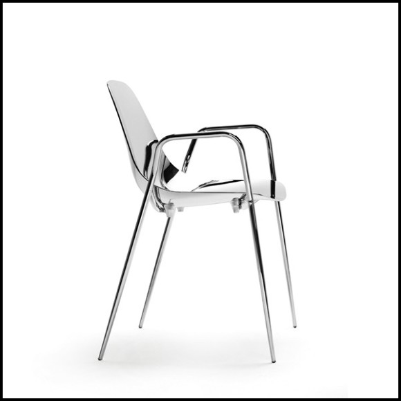 Armchair in polished aluminium with or without armrests 107-Needle