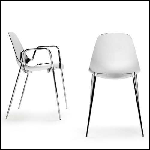 Armchair in polished aluminium with or without armrests 107-Needle