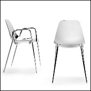 Armchair in polished aluminium with or without armrests 107-Needle