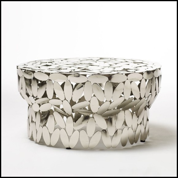 Table d'appoint en acier finition nickel ou plaquée Or 24 carats 107-Multi Leaves