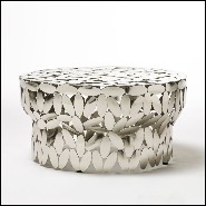 Table d'appoint en acier finition nickel ou plaquée Or 24 carats 107-Multi Leaves