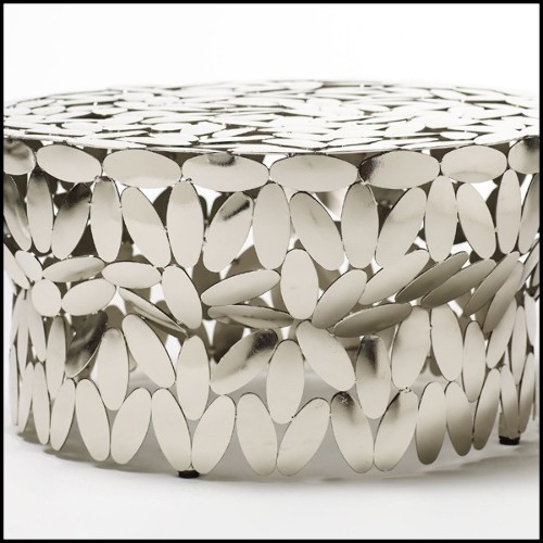 Table d'appoint en acier finition nickel ou plaquée Or 24 carats 107-Multi Leaves