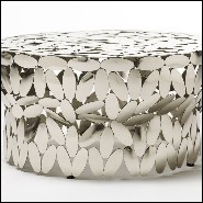 Table d'appoint en acier finition nickel ou plaquée Or 24 carats 107-Multi Leaves