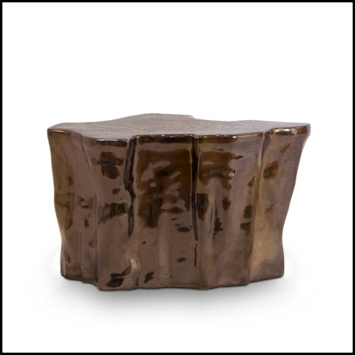 Side table made in handcrafted brown ceramic 145-Heaven brown