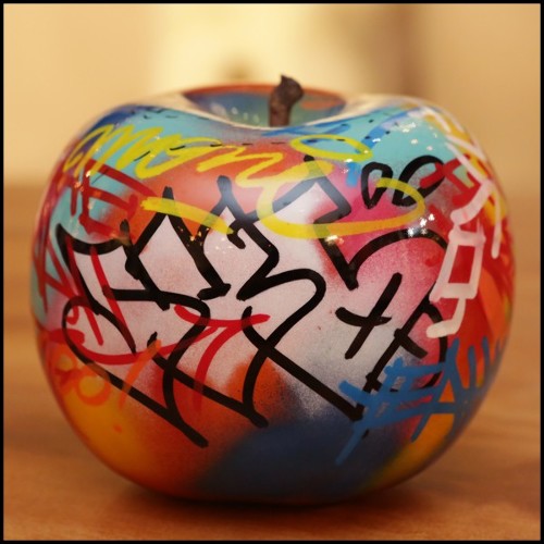 Sculpture in handcrafted ceramic PC-Apple Graffiti C
