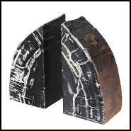 Serre-livre composé d'un ensemble de 2 bois pétrifiés 24-Petrified Book